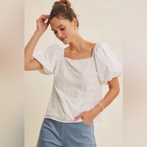 White Puff Embroidered Blouse